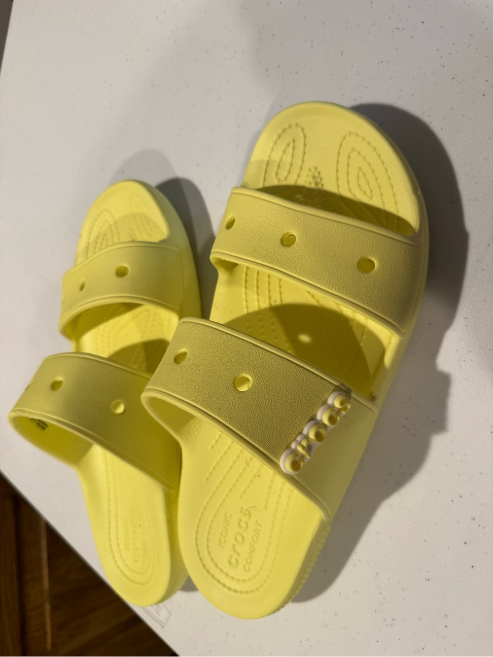 CROCS Women's Double Strap Slide Sandals in Bright Yellow
